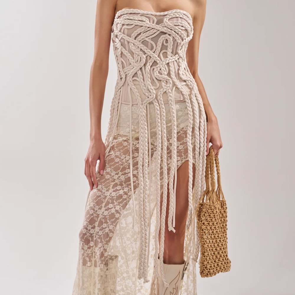 Never Lost Tassel Mesh Corset - L